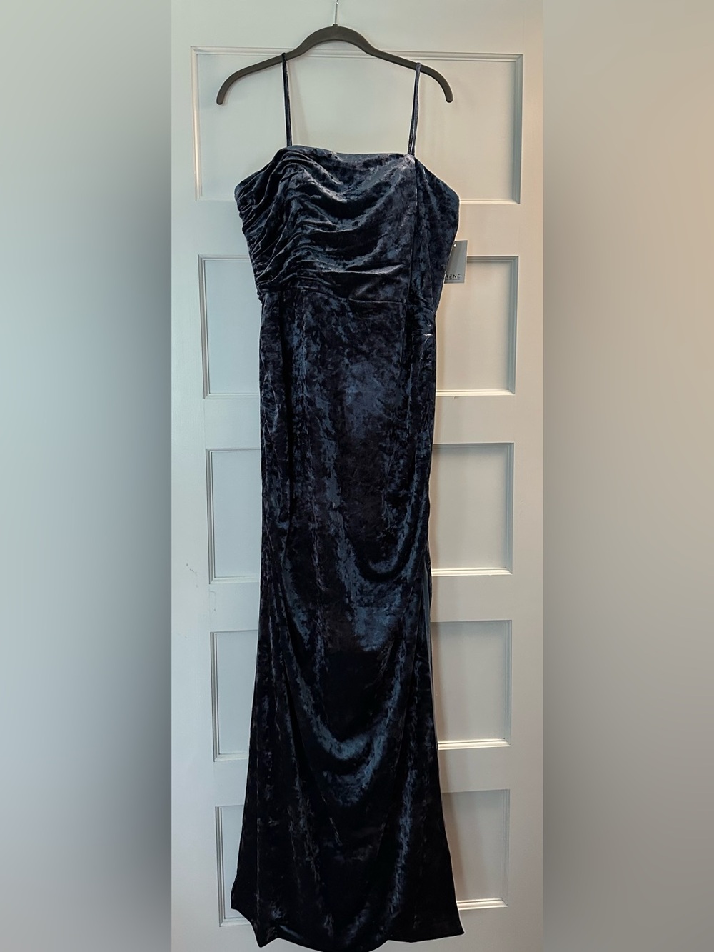 Rene Ruiz Crushed Velvet Maxi Skirt in Deep Navy